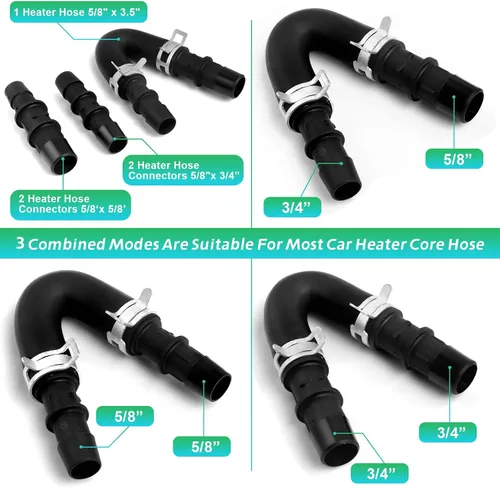 Vista 3 de Kit de derivación del núcleo del calentador del motor con manguera de 5/8" 3/4", compatible con GM Chevy Silverados Tahoes Yukons Honda Civic Ford