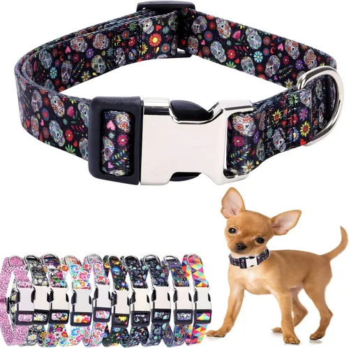 Vista 32 de Collares para perros pequeños, con patrón de impresión 3D, de nailon suave, ajustables, para perros pequeños, medianos, grandes, hembra, niño 1
