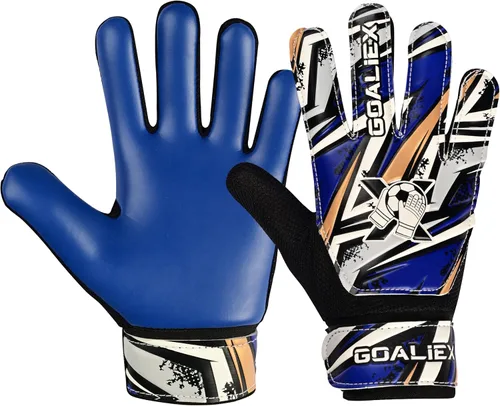 Vista 13 de Guantes de portero de fútbol, guantes de portero de fútbol para niños, niños y jóvenes, niños con doble muñeca de 4 mm y palma de súper agarre