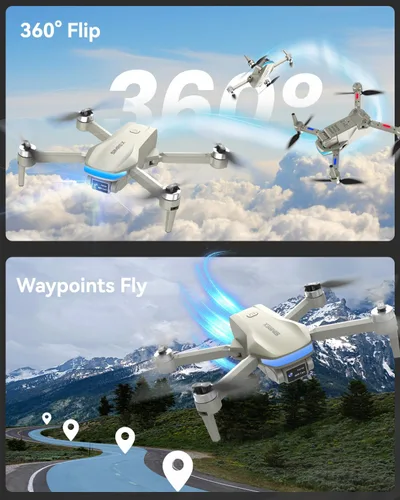 Vista 8 de SIMREX Drone FPV 4K con motor sin escobillas para principiantes y adolescentes, vuelo de 40 minutos, posicionamiento de flujo óptico, control