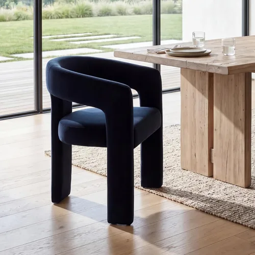 Vista 34 de Silla moderna de comedor en barril, silla de cocina acentuada tapizada en cuero sintético con brazos, silla lateral cómoda para sala de blanco