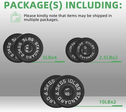 Vista 2 de Fitvids 2-Inch Olympic Cast Iron Weight Plate for Strength Training & Weightlifting, Multiple Sizes