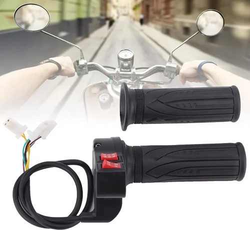 Vista 3 de Mango de acelerador de bicicleta eléctrica universal, 3 velocidades ajustable con control de avance/retroceso para kit de conversión (negro)