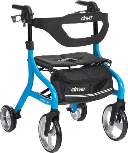 Vista 9 de Drive Medical Nitro Sprint - Andador plegable con asiento, ligero, para estatura estándar, con ruedas grandes, plegable, color negro