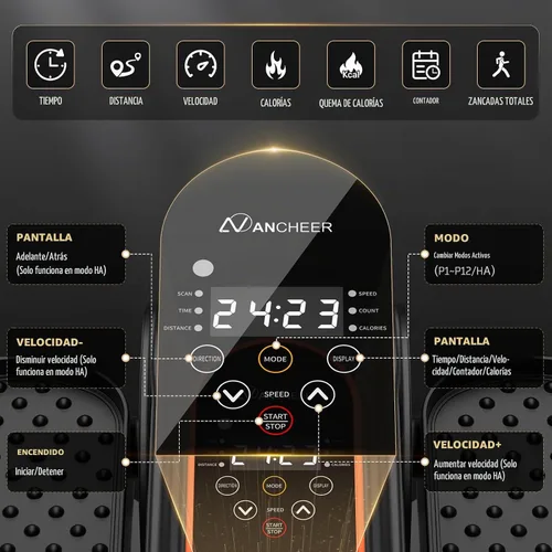 Vista 4 de ANCHEER Máquina elíptica para debajo del escritorio, ejercitador elíptico eléctrico de piernas para personas mayores con 12 velocidades y control