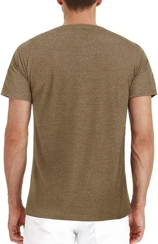 Vista 2 de Camisas Henley casuales de manga corta para hombre, con botones y bolsillo