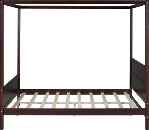 Vista 8 de Harper & Bright Designs Marco de cama moderno tamaño Queen, plataforma de madera con cabecera y estribo, soporte de listones, no necesita somier