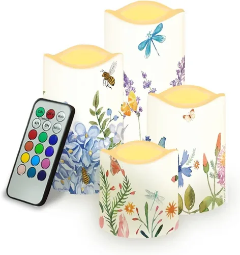 Vista 23 de Ystardream Velas sin llama de hojas tropicales con control remoto que funcionan con pilas, velas LED realistas con control remoto y temporizador