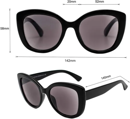Vista 5 de VITENZI Gafas de sol de lectura completa para mujer, lentes de sol de lectura tintadas con lectores completos integrados, Barletta Negro