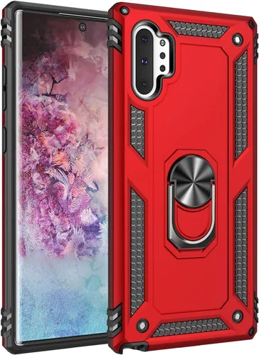 Vista 10 de Carcasa de grado militar para Samsung Galaxy Note 10 Plus 5G, anillo giratorio de metal, soporte magnético para montaje en coche, a prueba de Negro