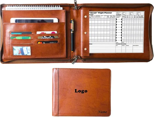 Vista 9 de Professional Vegan Leather Pilot Logbook, Pilot Journal for Letter Size Paper, Pilot Log Book Binder, Pilot Log Organizer, logbook Aviation Cover
