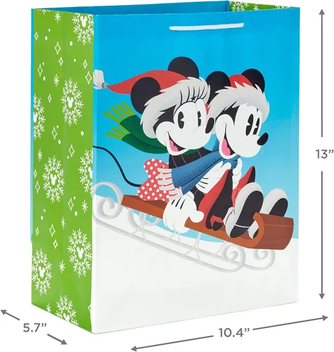 Vista 4 de Hallmark Bolsas de regalo de Navidad de Mickey y Minnie en varios tamaños (4 bolsas: 2 medianas de 9 pulgadas, 2 grandes de 13 pulgadas) para niños