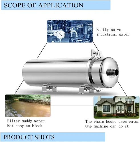 Vista 4 de INTBUYING Filtro de membrana de ultrafiltración de acero inoxidable Membrana de ultrafiltración PVDF Presión externa Purificador de agua lavable