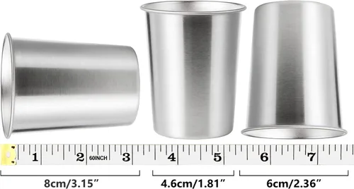 Vista 4 de 4Pack 6oz Vasos de acero inoxidable pequeños, sin BPA, vasos de metal saludables de pinta para niños (plateado, 170ml/6oz)
