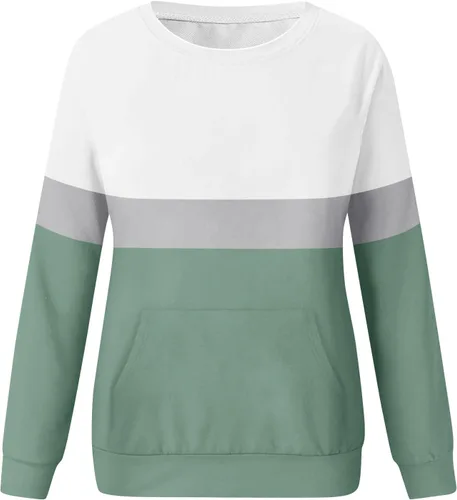Vista 5 de Womens Long Sleeve Tops Casual Fashion Floral Print Long Sleeve O-Neck Pullover Top Blouse with Pockets