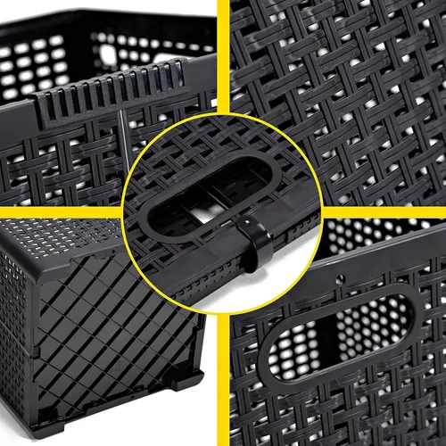 Vista 3 de Eslite Cestas de plástico plegables para la ropa sucia de 42 litros, cesta plegable para la ropa, paquete de 2 unidades (negro)