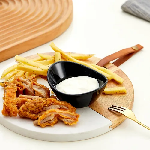Vista 6 de Juego de accesorios de cerámica para embutidos de 6 tazas individuales de salsa de 1.5 onzas, platos de salsa de soja, platos de postre pequeños