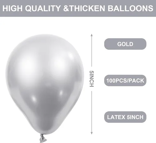 Vista 2 de Sumind 100 globos metálicos de 5 pulgadas, pequeños globos brillantes de helio, de látex cromado decorativo, para graduación, cumpleaños, boda
