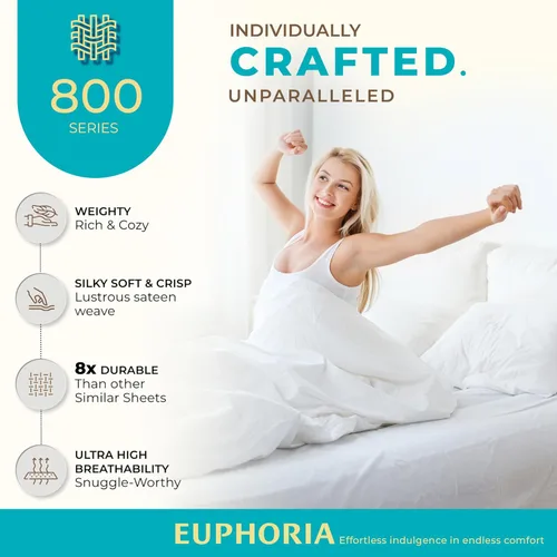 Vista 5 de THREAD SPREAD Fundas de almohada 100 % de algodón egipcio, fundas de almohada de 800 hilos, tamaño Queen / estándar, paquete de 2 unidades, suaves