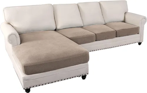 Vista 15 de MIFXIN Fundas para sofá modular, 3 piezas, funda de asiento de sofá de terciopelo elástico en forma de L, funda de cojín separada, protector