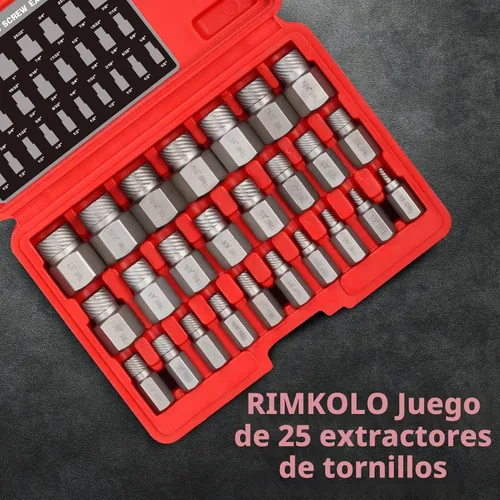 Vista 6 de Juego de 25 extractores de tornillos, extractores de salida fácil de múltiples splines CR-MO para quitar pernos rotos, pernos, tornillos de enchufe