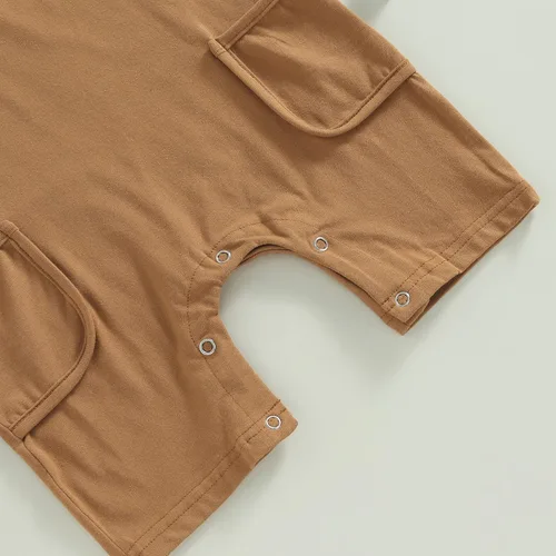Vista 19 de Mameluco unisex de manga corta para bebé recién nacido, con botones, de una pieza, ropa de color sólido