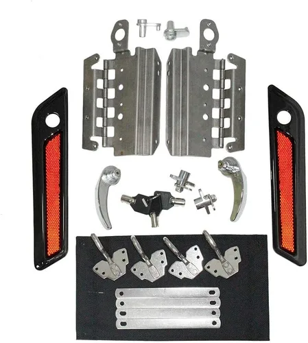 Vista 2 de Alforja de apertura de motocicleta con cierre de un solo toque, bisagra de cubierta de hardware para Harley Touring modelos 2014-2019 Kit
