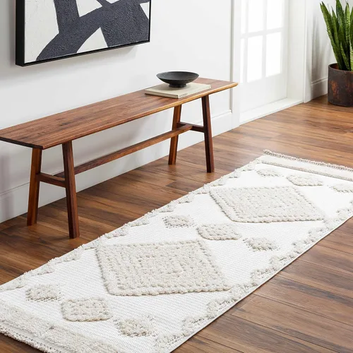 Vista 18 de Hauteloom Aria - Alfombra para sala de estar y dormitorio, con borde geométrico de medallón de diamante, envejecida, bohemio, transicional, tribal