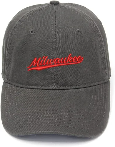 Vista 3 de Gorras de béisbol Milwaukee City - Gorra bordada WI unisex de algodón lavado ajustable