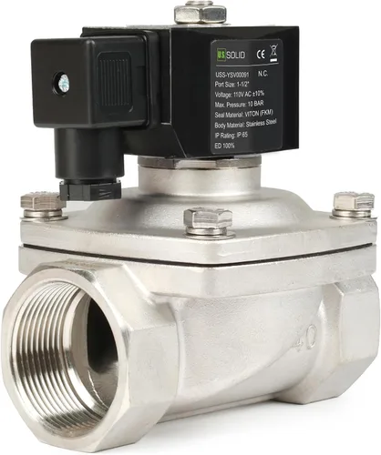 Vista 19 de U.S. Solid Válvula solenoide de latón de 1/2" -110V 120V AC, normalmente cerrada, válvula eléctrica de 10 bar para agua, aire, diesel