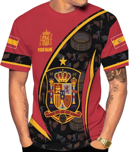 Vista 4 de Camisa personalizada de España, camiseta de recuerdo de España con bandera española, camisas de España, camiseta de bandera española, camiseta