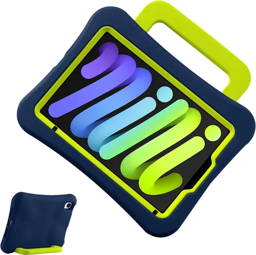 Vista 10 de Funda para Niños para iPad mini 7 (A17 Pro) 2024/iPad Mini6 2021, Peso Ligero Resistente/A Prueba de Golpes/A Prueba de Caídas con Asa/Soporte