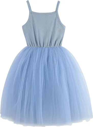 Vista 2 de BTGIXSF - Vestido tipo tutú para niña vestido sin mangasmanga larga para niña vestido de verano de tul para niña