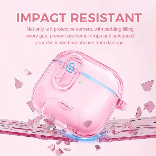Vista 6 de (con bloqueo) Funda transparente compatible con bonitos Apple Airpods Pro 1/2 fundas para mujeres, TPU Transparency Air Pods Pro de 1ª 2ª