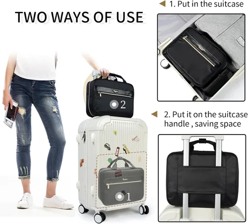 Vista 4 de Neceser de viaje, bolsa grande para artículos de tocador colgantes para mujeres y hombres, bolsa de maquillaje para viajes, organizador