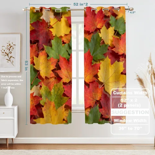 Vista 264 de Shrahala Orange Autumn Autumn Blackout Curtain Tiers, Fall Kitchen Valance Light Blocking Tier Drapes with Rod Pocket, 2 Pack 26 X 24 in