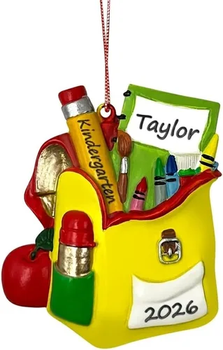 Vista 6 de Adorno de Navidad personalizado para el primer día de escuela, letrero del primer día de Schhol 2025