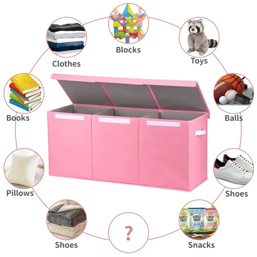 Vista 6 de Fixwal Organizador de almacenamiento de juguetes para niñas, caja de juguetes extra grande para niños, divisor plegable y extraíble para guardería