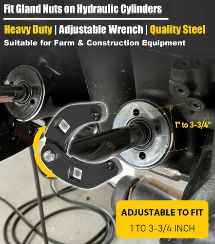 Vista 4 de 7463 Llave de tuerca de glándula ajustable para cilindros hidráulicos, herramienta de llave inglesa de pasador de alta resistencia compatible