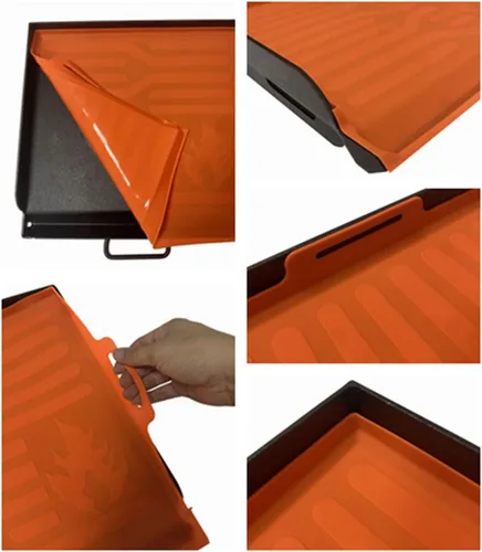 Vista 4 de Tapete protector de silicona para plancha compatible con la plancha de fuego de Camp Chef de 14 x 16 pulgadas, alfombrilla de silicona resistente