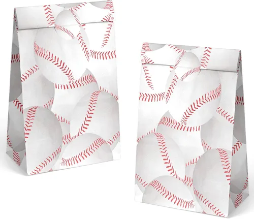 Vista 2 de OuteGo 24 bolsas de regalo de fiesta de béisbol con pegatinas - Bolsas de golosinas y regalos de fiesta para fiestas de cumpleaños de niños