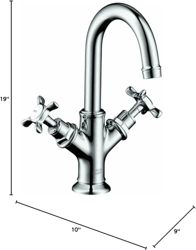 Vista 5 de AXOR Montreux 16505001 - Grifo clásico para lavabo de baño de 10 pulgadas de alto, pulido a mano, 2 manijas, 16505001
