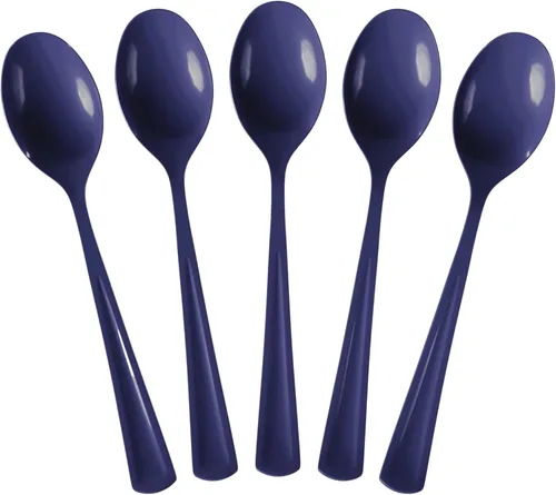 Vista 22 de Exquisite Cucharas de plástico negras, 50 piezas, cucharas negras, utensilios desechables, juego de cubiertos de plástico resistente
