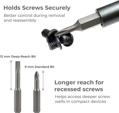 Vista 5 de HowFixit PRO - Juego de destornilladores de 48 bits para reparación de electrónica, smartphone, iPhone, laptop, Macbook, PC, consola