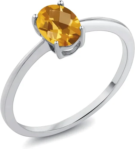 Vista 42 de Gem Stone King Anillo de compromiso solitario con piedra preciosa de oro blanco de 10 quilates, ovalado, 0.27 x 0.19 pulgadas, anillo de promesa