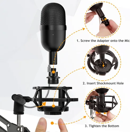 Vista 5 de Razer Seiren Mini Brazo Articulado Soporte de Micrófono con Filtro Pop, Soporte Antivibración, Abrazadera Resistente Mejorada, Soporte de Brazo