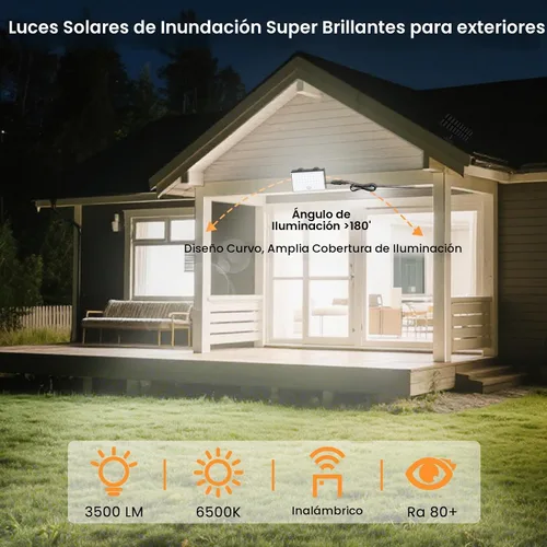 Vista 2 de LumiZen Luces solares para exteriores, control remoto, luces solares con sensor de movimiento con 3 modos, iluminación de inundación impermeable