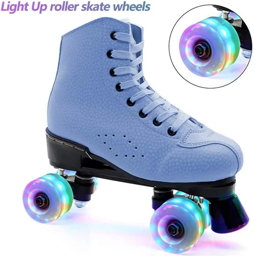 Vista 2 de Paquete de 4 ruedas luminosas para patinaje al aire libre con rodamientos, ruedas de patinaje cuádruple para patinaje de doble fila y patineta