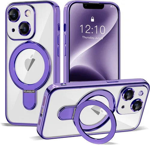 Vista 101 de Funda compatible con iPhone 12 con soporte de anillo magnético invisible [compatible con Mag-Safe] [Protector completo de lente de cámara] Funda