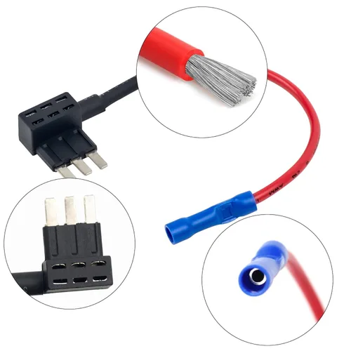 Vista 2 de Micro 3 pines fusible grifo 15A agregar fusible a granel adaptador de fusibles de coche Dash Cams adaptador de circuito TAP y portafusibles Set de 3